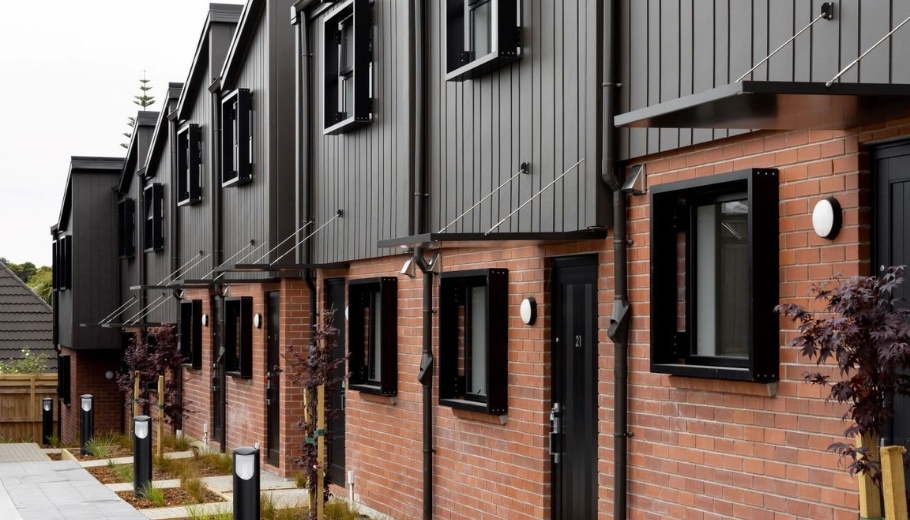 Entrance canopies added to townhouses