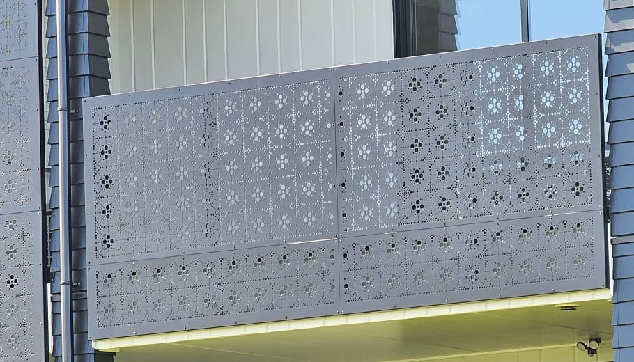 Close up view of balcony with dapple screen